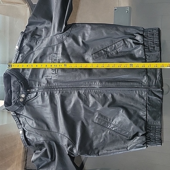 Members Only genuine leather jacket, LT, black, epaulettes, 42-44 LT - Picture 7 of 15